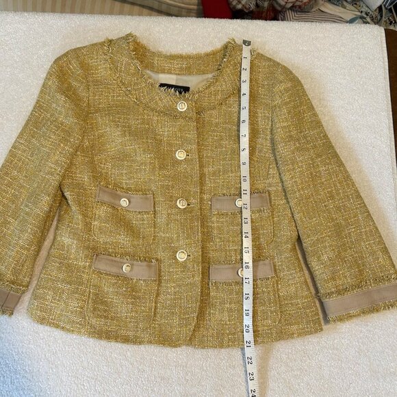Talbots gold tweed jacket w/metallic threads - Picture 12 of 13